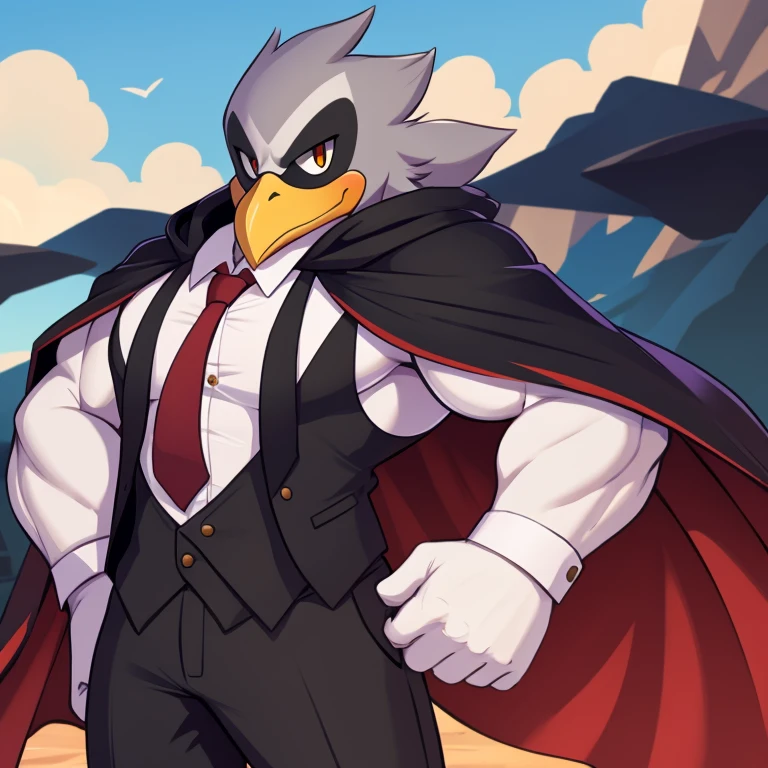 Albatross, male, beak, strong, muscular, suit and tie, cloak, mobian,