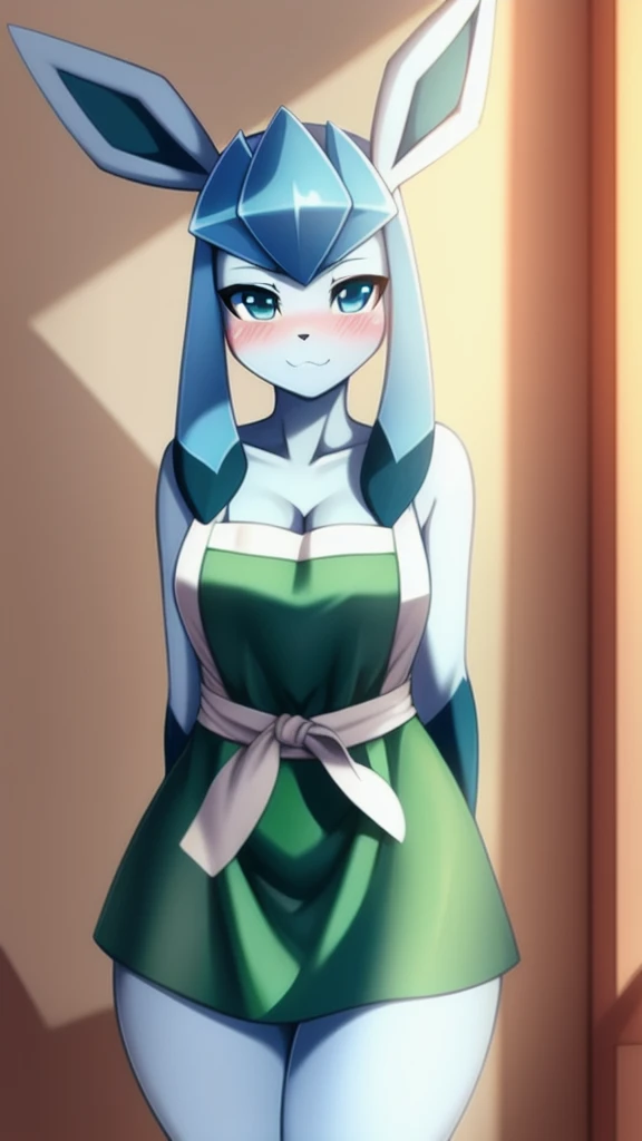 Glaceon,furry,Bust 87,Waist 57,Thigh 86,Good resolution,Apron set,Good light and shadow details,shade,sexy body,blushing