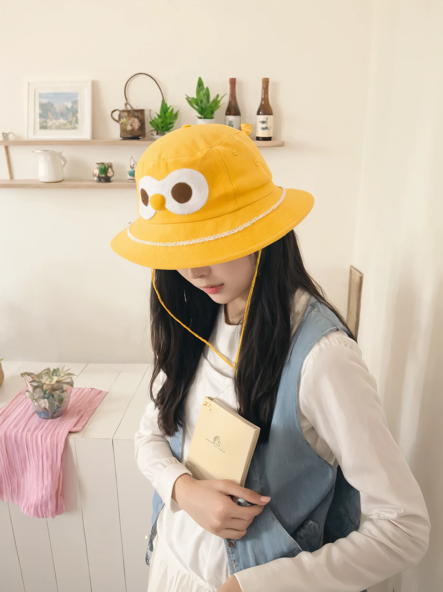 A girl wearing a hat