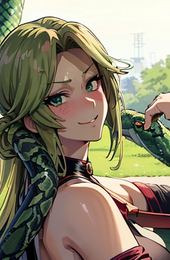 (woman,Huge ,very red lips,Big Ass,Narrow waist,Long legs,Green Eyes立っている)) 8k((((Anime Style,A sloppy smile,What we are looking for,Face mischievous face,The facial expression is accurate))))8k(((((Anime Style)))))8k(((((Anime Style))))) 8k((Anime Style,A sloppy smile,What we are looking for,Face mischievous face,The facial expression is accurate))8k(Anime Style)8k(((((Anime Style)Green Eyes))))8k(((((Green Eyesの描写しっかり))))) 8k(((((Staring at me))))) 8k(((((Blushing))))) 8k(((((Ecstatic Face))))) 8k(((((snake:1.3)))) 8k(((((snakeの女))))