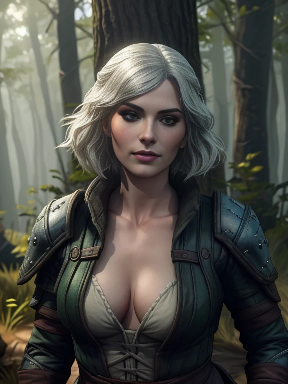 [ Ves],[Short Hair],Ves from The WItcher,[sexy],[ forest],4k,sharp image,detailed