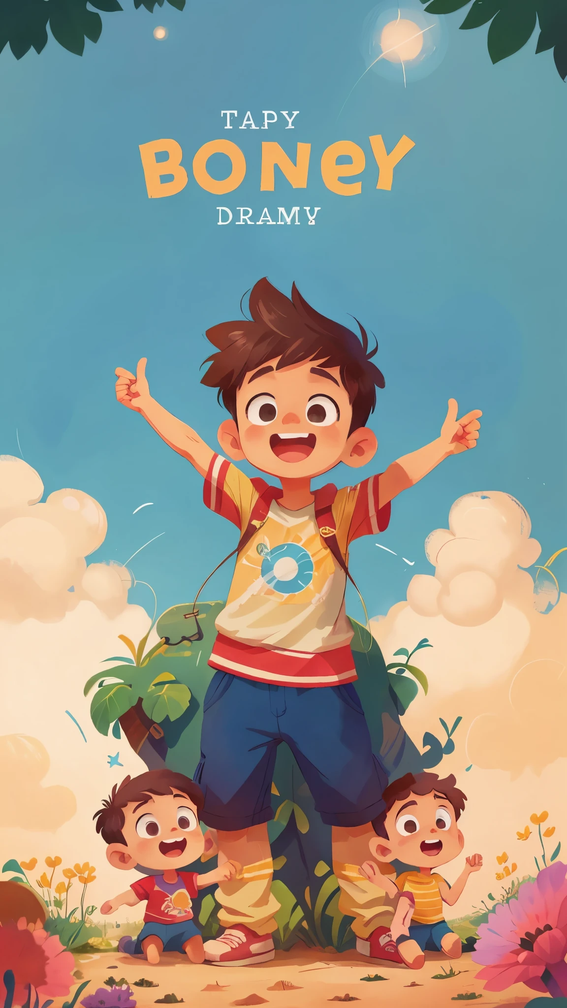 a journey of a boy who dream to become a star (cover photo) (catchy) (motivational) (inspiring) (happy) (for kids)