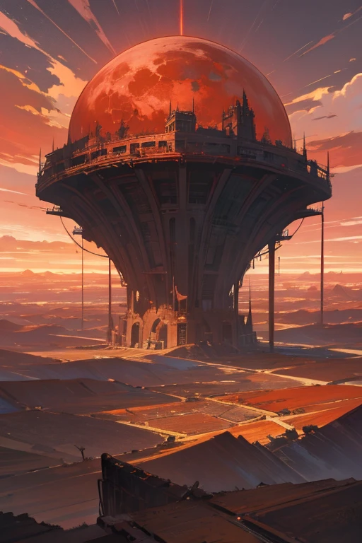 highest quality、Desolate Earth、wreckage、Red Sky、Surrealism