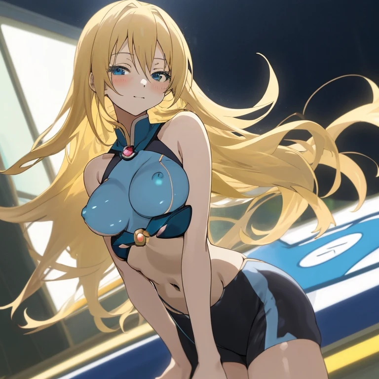 Blonde anime girl in blue top, Bottoms, Erect nipples, Process Art, Touch her, mischief, Enchanting anime girl, Blonde long hair anime girl, mischiefアニメスタイル, mischiefスタイル, Anime Best Girl