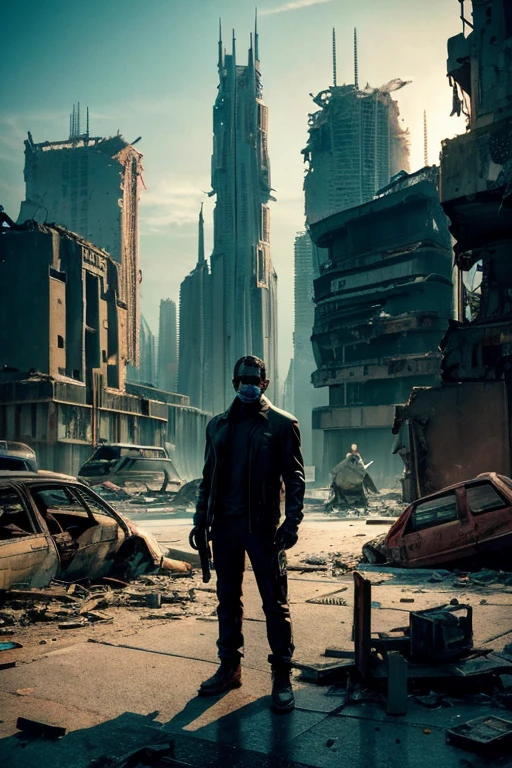 highest quality、A ruined futuristic city、dim、Surrealism