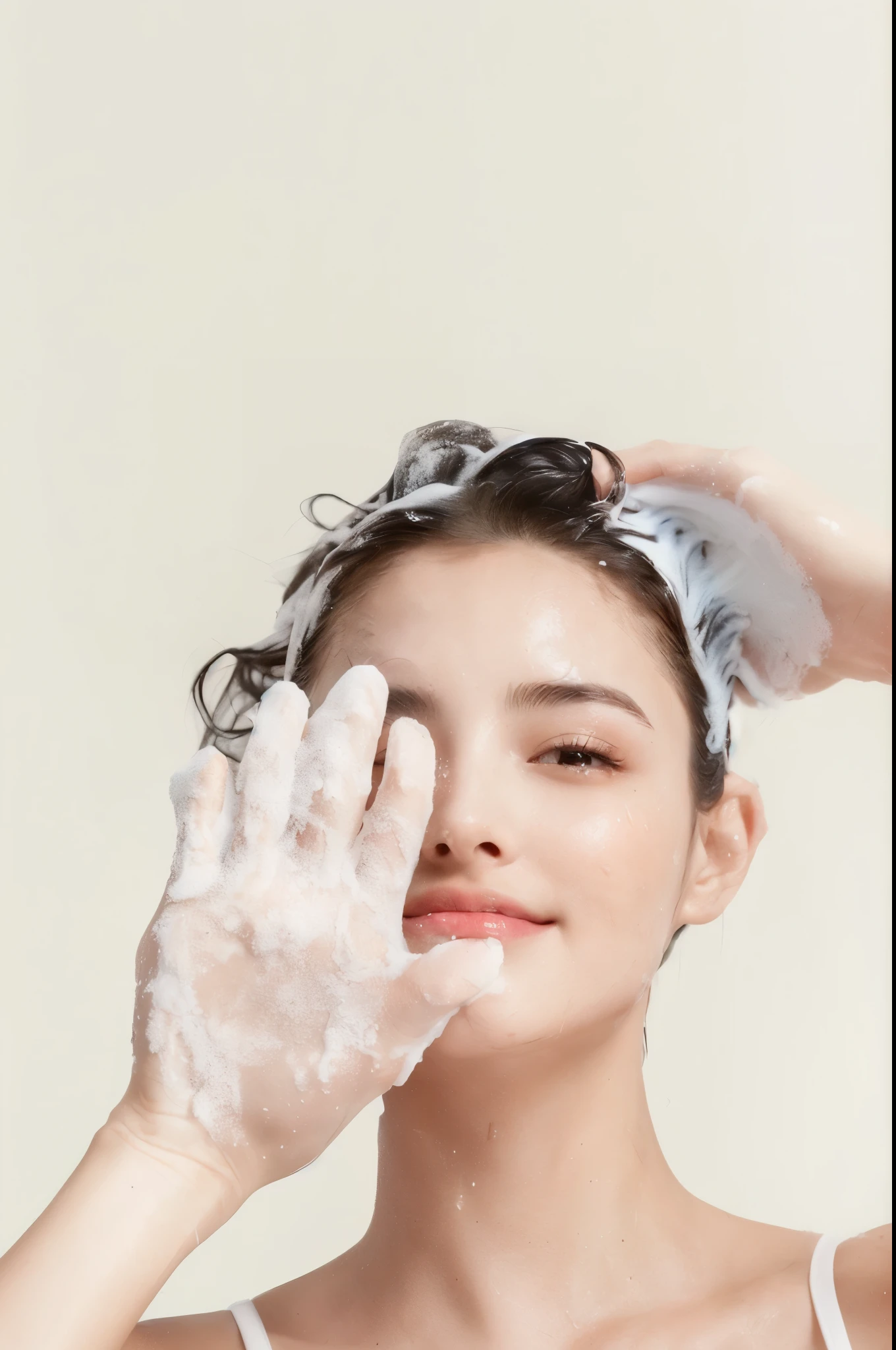 Alavd woman washing her hair, Mixed Art, Clean hair, clean face and body skin, Wet hair, having fun, Bottom Angle, skin care, Wet look, dry brush wash, Blistering skin, picture, skin care, exclusive, Glowing and soft skin, clean face, Smooth hands, Digital Enhancement, Clear images