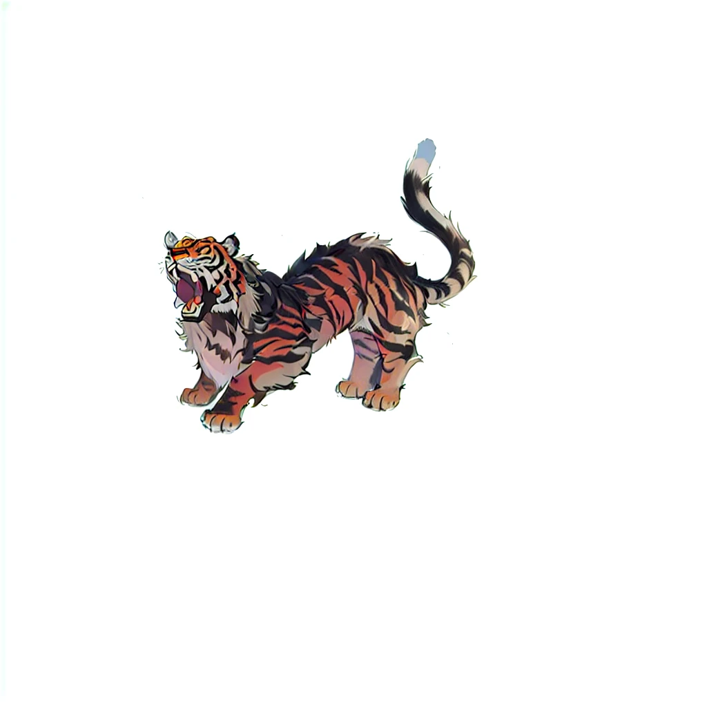 There is a painting, anthropomorphic tiger, tiger_beast, inspired author:Sichuan Nabe Kyousai, ((tiger)), author:Sichuan Nabe Kyousai, author:Yunguo Dongyan, a tiger, by Li Zai, Inspired by Kameda Hirosai, author:Travel in Kana,tiger,Mighty