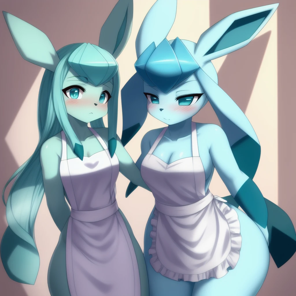 Glaceon,furry,Bust 87,Waist 57,Thigh 86,Good resolution,Chest collision,Apron set,Good light and shadow details,shade,sexy body,blushing