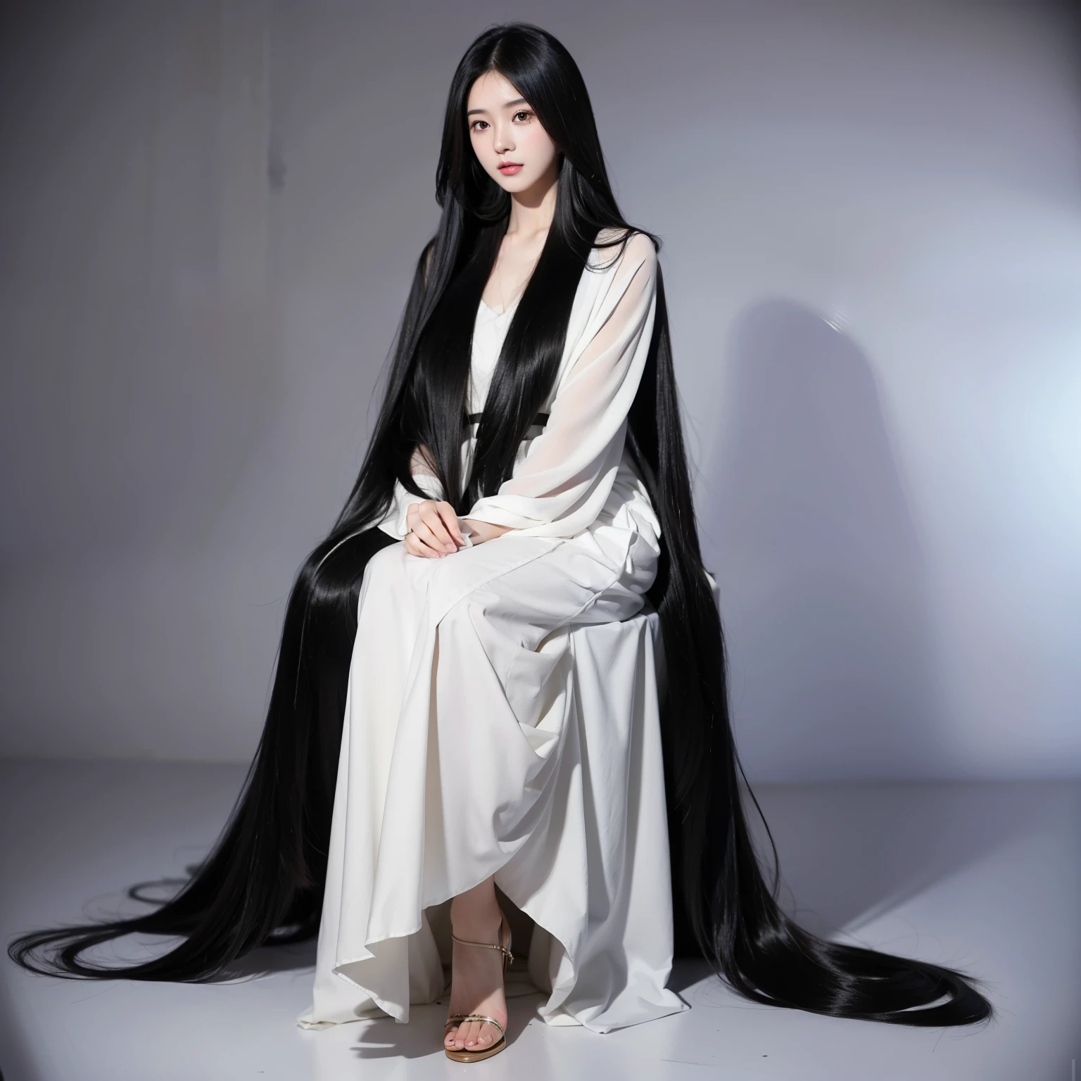 Super long hair、Best image quality、highest quality、Highest Resolution、Ultra-realistic photos、Full body photo、1 girl、Very beautiful face、超Super long hair、My black hair is about5Meters、Straight black hair、Black hair longer than height、My dark hair hasn't been cut in over 20 years.、Slender body、naked、World Long Hair Contest Winner、Amazingly thick black hair、My very long black hair wraps around my body.、Location: Bedroom、3Meters離れたところから撮影、Shiny and beautiful black hair、Terribly long black hair、My dark hair shines so beautifully、Too much black hair、Very long black hair filling the screen、The longest black hair in the world、The world's most lustrous black hair、The most beautiful black hair in the world、My long black hair is spilling out all over the room..、My long black hair makes the whole room dark.、Holding up my very long black hair with both handy long black hair spreads out like a flower field、I cut my long black hair into a short one, and I have the hair on both my hands.、