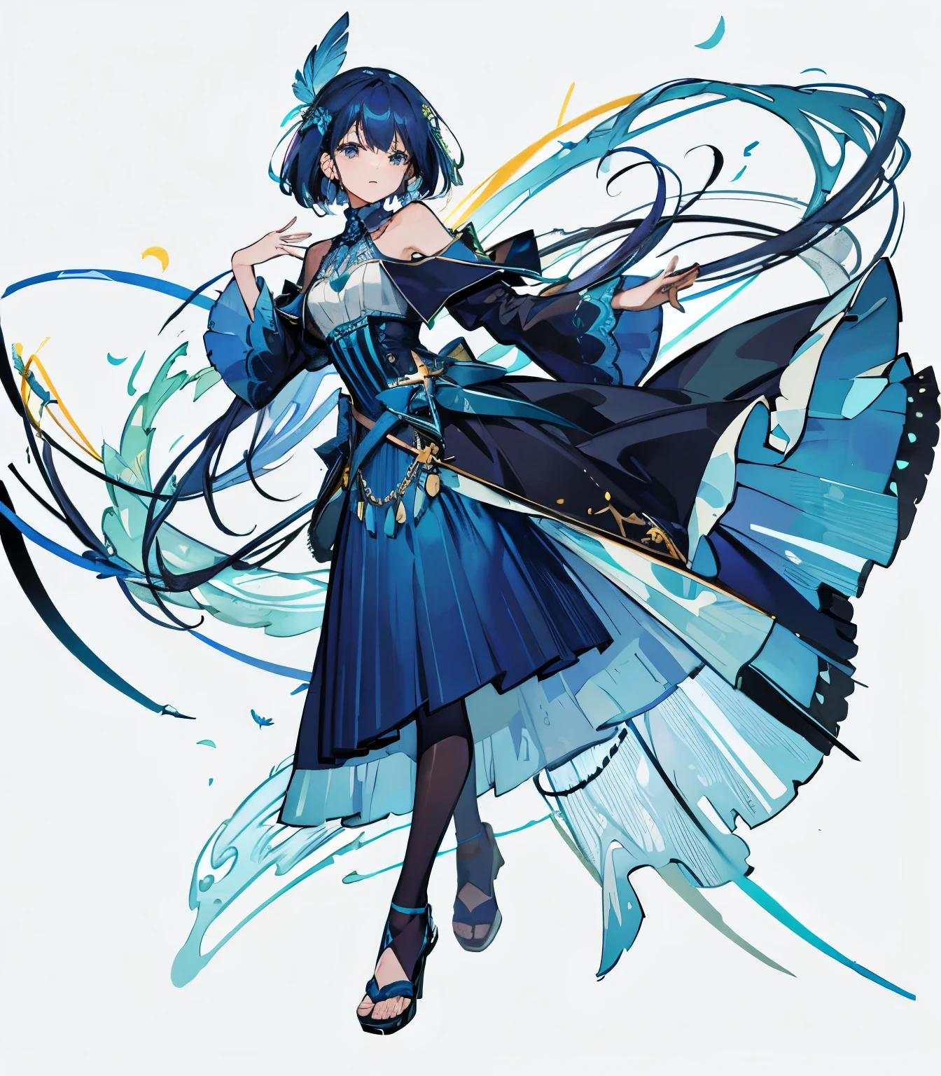 Blue feathers fluttering