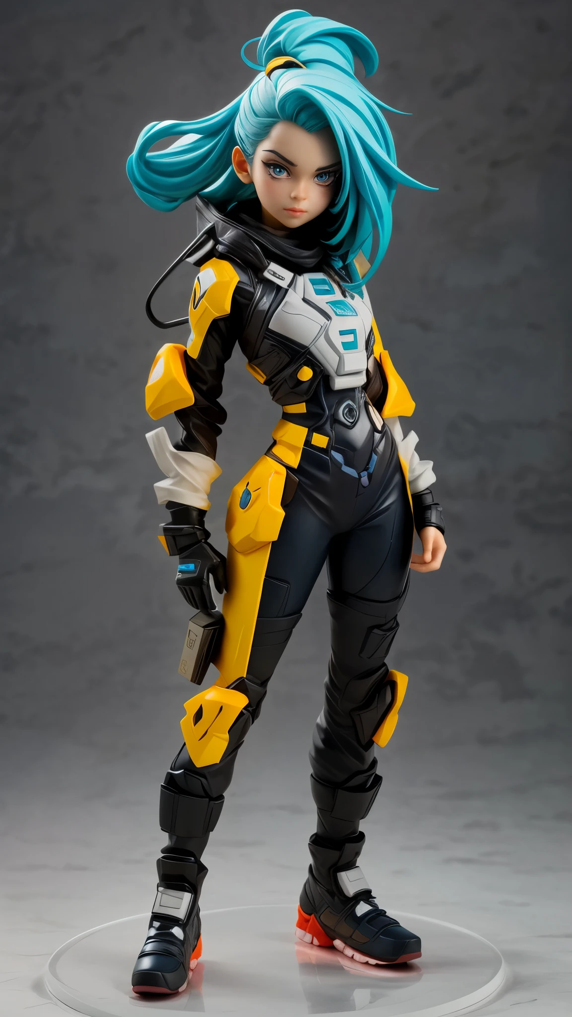 sci fi character art, cool artwork, futuristic style, in the style of 32k uhd, atey ghailan, geoff johns, dark yellow and gray, panasonic lumix s pro 50mm f/1. 4, techpunk, ((Fullbody-shot)) HDR, 8k, absurdres, cinestill 800, sharp focus, add_detail:2 (1woman, solo)