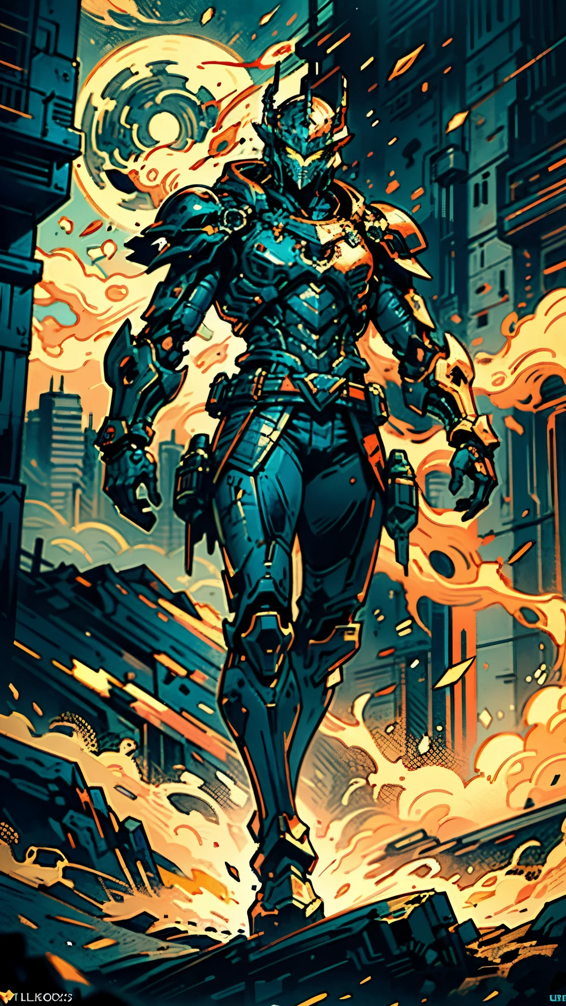 A man wearing a full-face helmet, a fantasy-style biomecha armored combat suit, green eyes, a composite layered chest armor, fully enclosed shoulder guards, matching arm and leg guards, the belt is adorned with dragon claw grasping orbs, primarily black with red accents, the design balances heavy with agility, a high-tech biological armor, (concept inspired by dragons, stand on the top of a skyscraper in a futuristic sci-fi city), this character embodies a finely crafted fantasy-surreal style armored hero in anime style, exquisite and mature manga art style, ((male:1.5, element, plasma, energy, the armor glows)), metallic, real texture material, dramatic, high definition, best quality, highres, ultra-detailed, ultra-fine painting, extremely delicate, professional, perfect body proportions, golden ratio, anatomically correct, symmetrical face, extremely detailed eyes and face, high quality eyes, creativity, RAW photo, UHD, 32k, Natural light, cinematic lighting, masterpiece-anatomy-perfect, masterpiece:1.5