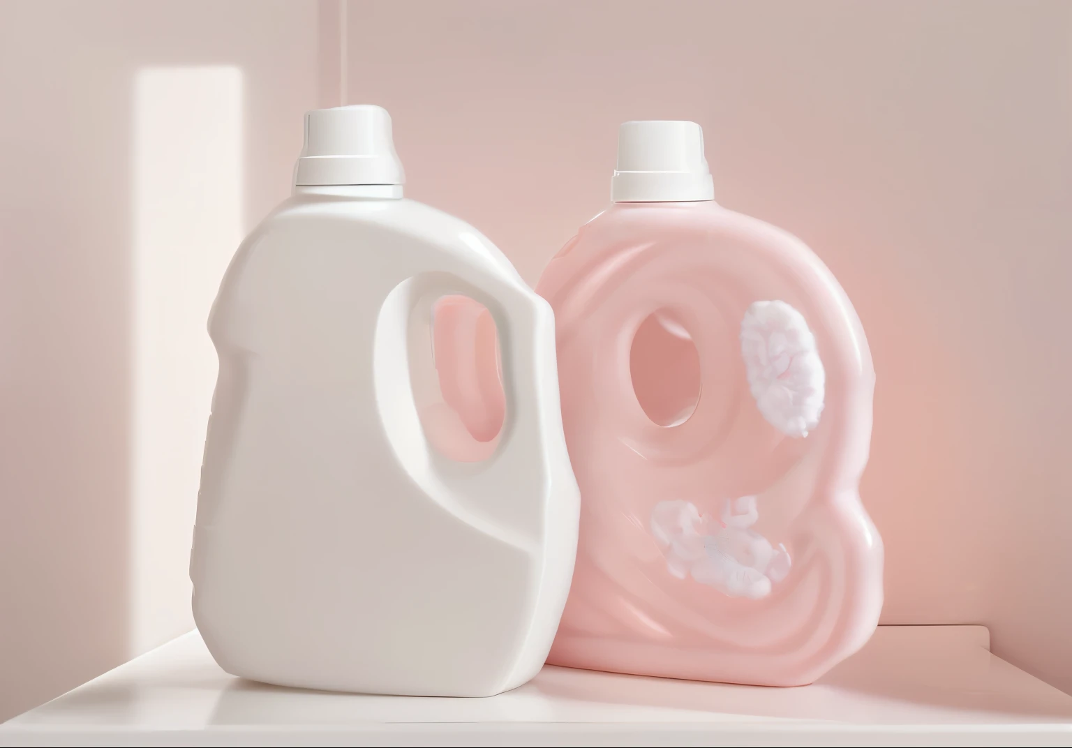 A girl placing laundry detergent in the bathroom background, commercial shoot,illustration,ultra-detailed,highres,photorealistic,studio lighting,vivid colors,wavy hair,sparkling eyes,pink lips,beautiful face expression,professional,neat packaging style,stunning bathroom decor,modern aesthetic,crisp white towels,gleaming marble countertops,fresh flowers,reflected light,clean and organized space