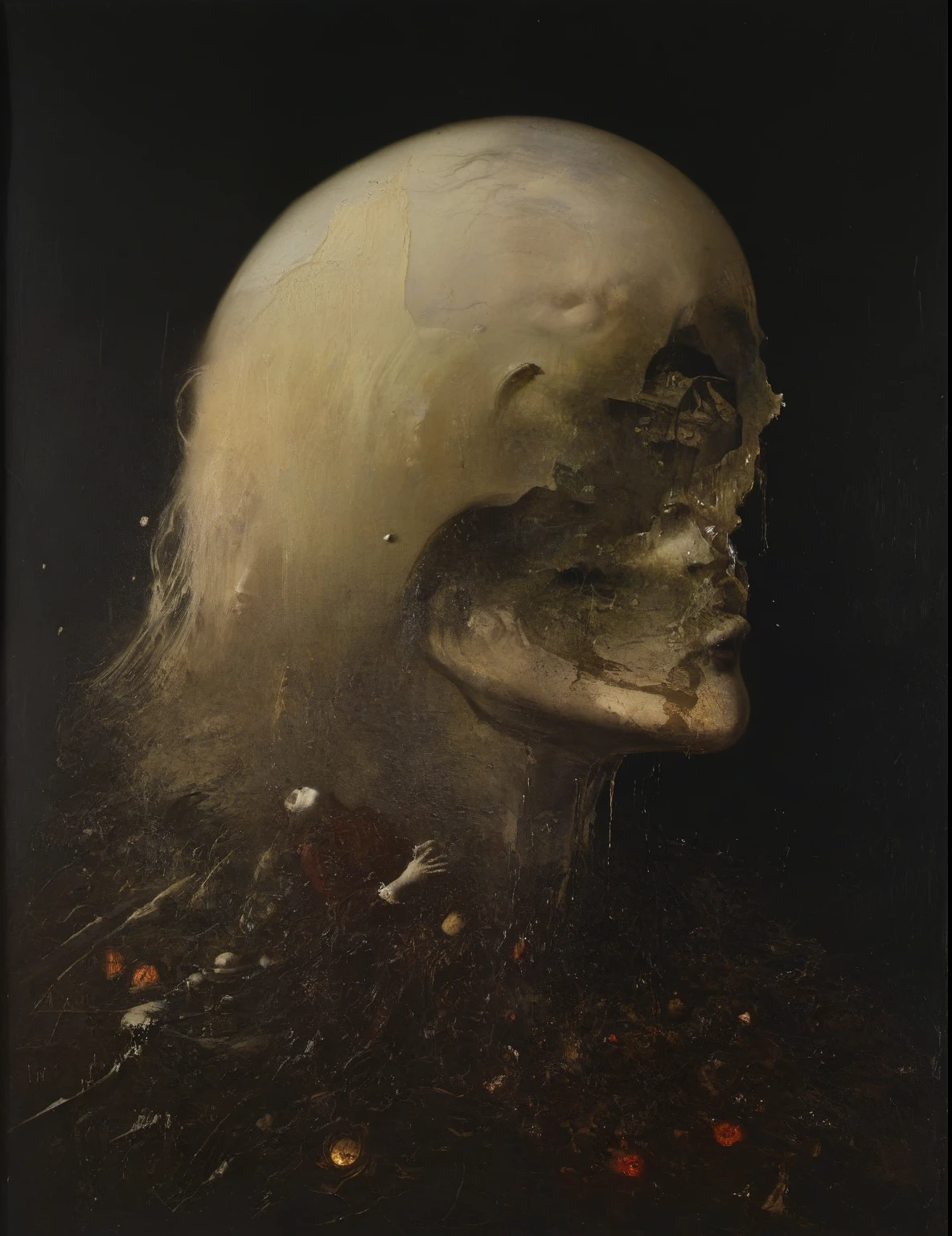 James Gurney, Surrealist art , dream-like, Mysterious, Provocative, symbolic, Complex, detailed,, (Gothic but very beautiful:1.4), (masterpiece, highest quality:1.4) , Nicola Samori Style,