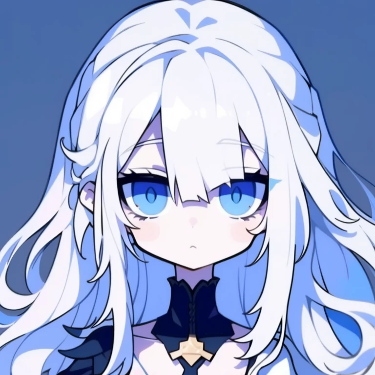 Half-length statue of a girl,k hd,4K,face expressionless,style of anime,sideface,white backgrounid,blue color eyes,white color hair