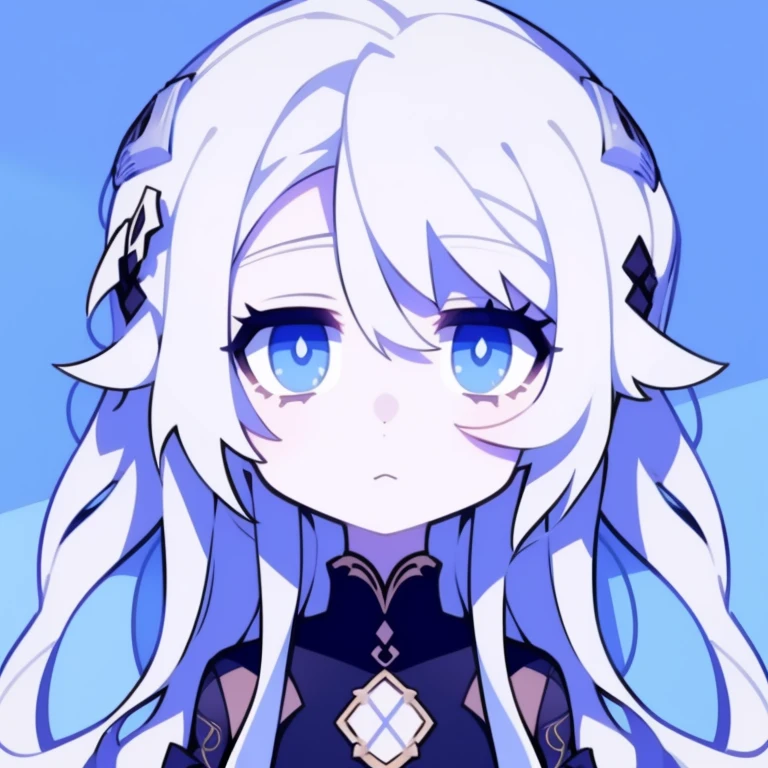 Half-length statue of a girl,k hd,4K,face expressionless,style of anime,sideface,white backgrounid,blue color eyes,white color hair