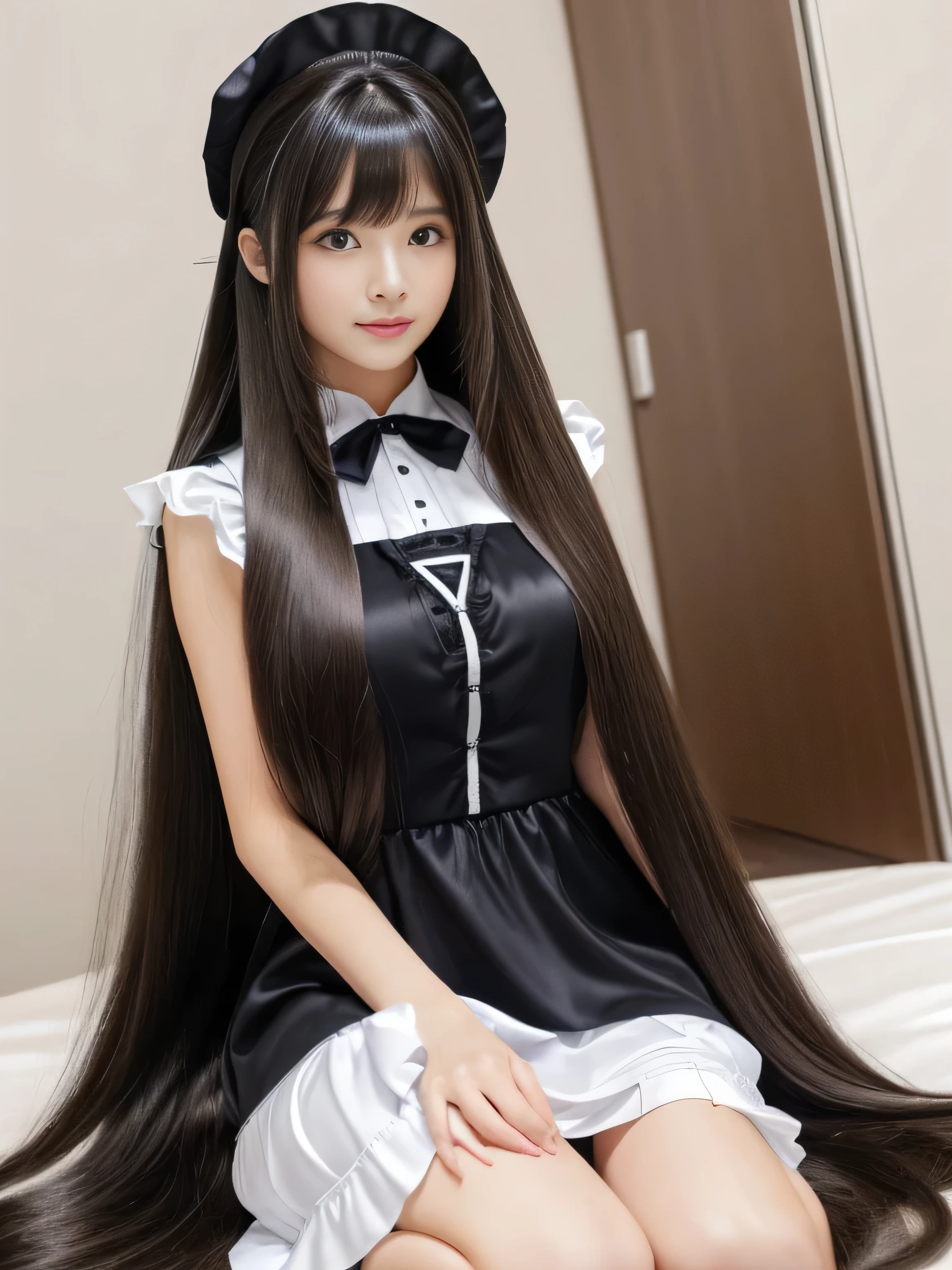 　(Upper Body Shot:1.1)　((highest quality)), ((masterpiece)), (Familiar), (Get used to it)　　((woman in a black and white dress and a hat, Maid outfit, Maid dress, Catboy Cosplay! Maid! dress, anime girl in a Maid costume, Maid costume, anime cat girl in a Maid costume, black gothic lolita dress, gorgeous Maid, wearing Maid uniform, Lolita Style, High Quality Costume,Sexy female cosplay, Maid))　(Her bangs are the perfect full bangs:1.2)　(Reaches up to the kneeVery long hair　highest quality　Highest detail　Reaches up to the knee、Very long hair that lasts forever:1.3　Flowing Hair　私ncredibly straight hair　Very shiny and thick hair　Abnormally long hair that lasts forever　Flowing Hair on both ends　long hair up to the knees:1.2　long hair up to the knees:1.2　Thick and shiny hair　Very free hair　Abnormally long hair!!!!!　Beautiful silky hair　　Beautiful and shiny hair　Beautiful and shiny hair　Beautiful silky hair　Hair that grows to the knees　Very very, Very long hair!!!!!　Very very, Very long hair!!!!!)　(highest quality　The best ultra-fine　Reaches up to the knee、Very long hair that lasts forever　Flowing Hair　Her hair is gently permed　Very shiny and thick hair　Abnormally long hair that lasts forever　Flowing Hair on both ends　long hair up to the knees:1.2　long hair up to the knees:1.2　Thick and shiny hair　Very free hair　Abnormally long hair!!!!!　Beautiful silky hair　Super long hair down to the knees　Beautiful and shiny hair　Beautiful and shiny hair　Beautiful silky hair　Hair that grows to the knees　Very very, Very long hair!!!!!　Very very, Very long hair!!!!!)　(She is the most beautiful 28-year-old hair model in Japan....)　Perfect Woman&#39;face　(She has a typical Japanese build and skin color..., Her skin is very high quality and ultra high definition.、very beautiful and glowing skin)　(She is photographed against a white wall)　(Excessive breasts)　(Her face is long, Eyes and nose)（She achieved her sexy look with the help of a professional makeup artist.。...　Lipstick is natural red　The eyeliner is a beautiful black)　(her hair is black, light brown, blonde, Red-brown, Dark Green, or dark blue..)　(Surreal photos by professional photographers :1.2)　(She has a typical Japanese build and skin color　Her skin is very delicate and sensitive..、and、Such beautiful and radiant skin)　(Her face is long, Small eyes and nose.、Narrow-mouthed　and the most beautiful)　(Japanese Solo Photos&#39;The most beautiful 28 year old women)　　((Rich 1.4))　(Extremely detailed 8K)　(Ultra-fine skin texture 1.4)　(Actual, Vibrant:1.4), 　Sharp focus:1.2、Beautiful woman:1.4　Dynamic Lighting　(Genuine RAW photos taken by professional photographers)　very beautiful and glowing skin)　(Excessive breasts)　(Her face is long, Eyes and nose)　Lipstick is natural red　The eyeliner is a beautiful black)　(her hair is black, light brown, blonde, Red-brown, Dark Green, or dark blue..)　(Surreal photos by professional photographers :1.2)　