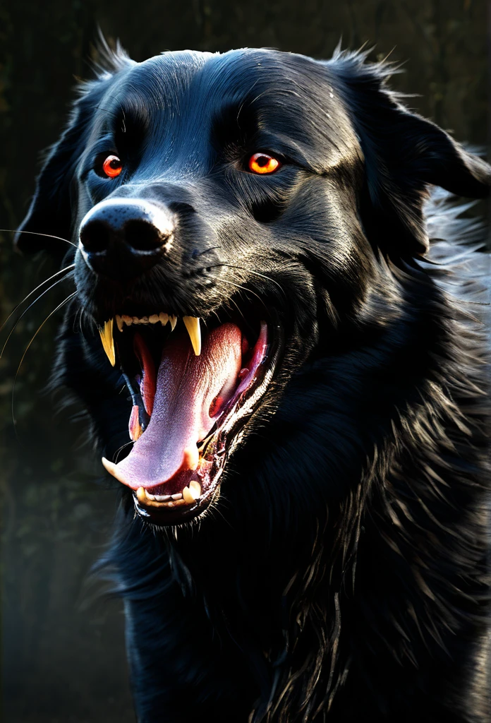 (blackdog enraged,scaring hunt,from hell:1.1,ultra-detailed)(fierce and strong)(sharpened portrait)(hdr:1.1,4k:1.1)(man beast mixture)