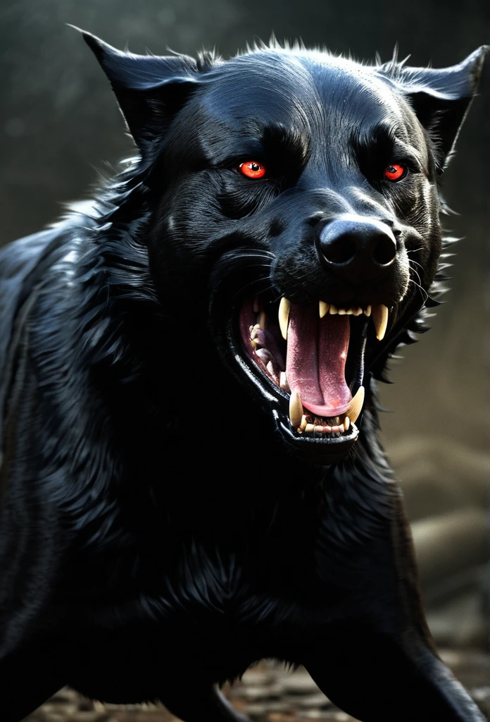 (blackdog enraged,scaring hunt,from hell:1.1,ultra-detailed)(fierce and strong)(sharpened portrait)(hdr:1.1,4k:1.1)(man beast mixture)