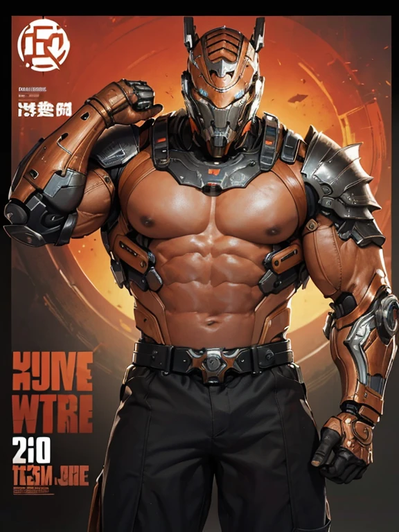 wearing a mechanical suit, Mechanical wonder, Cyberpunk, Cybernetic Guardian, futuristic armor, full body, front pose, symmetry, intricate (steel metal [rust]), joints, warframe style, cyborg, male body and armor, Chainsaw Man  