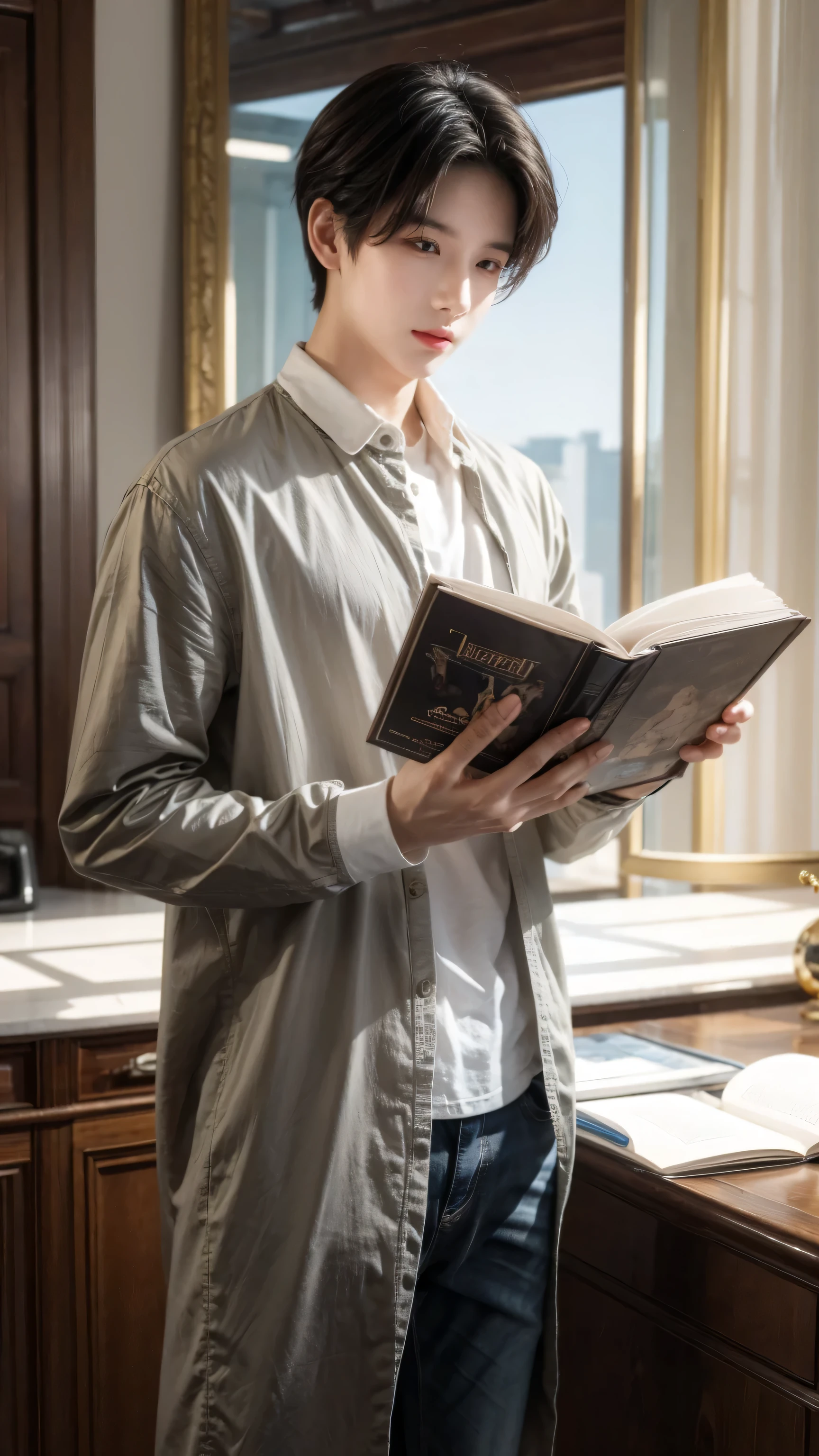 (masterpiece, best quality), a boy, read