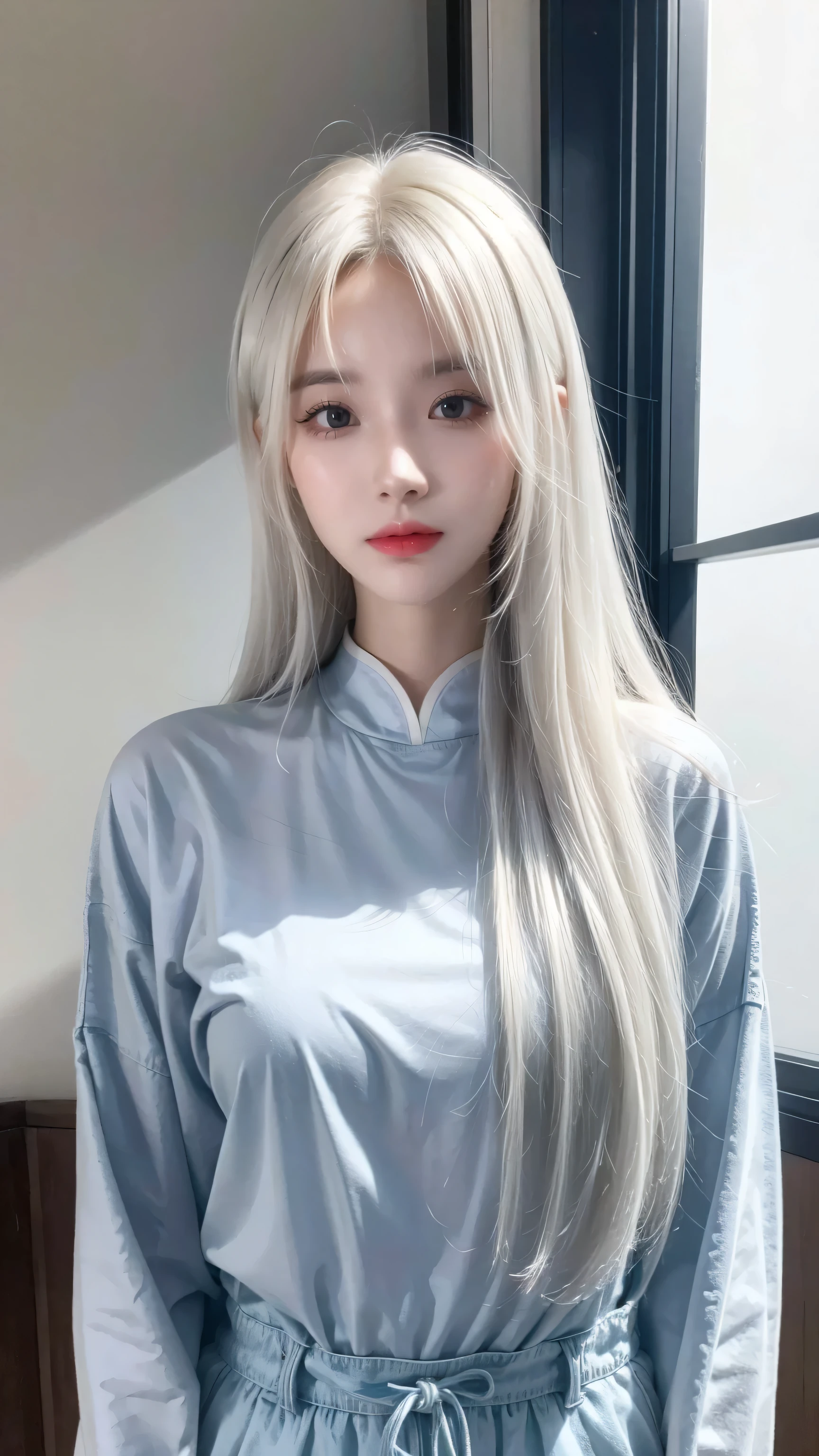 Tall guy in school、Beautiful woman with white hair