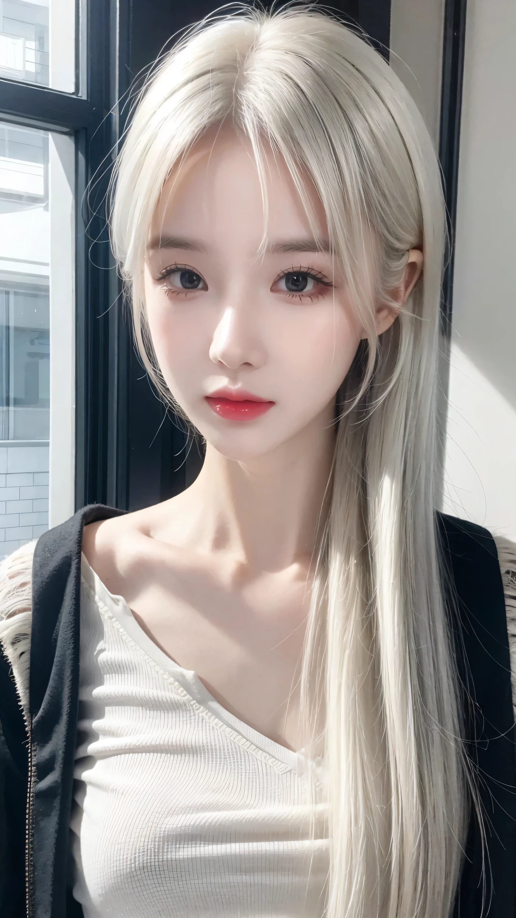 Tall guy in school、Beautiful woman with white hair
