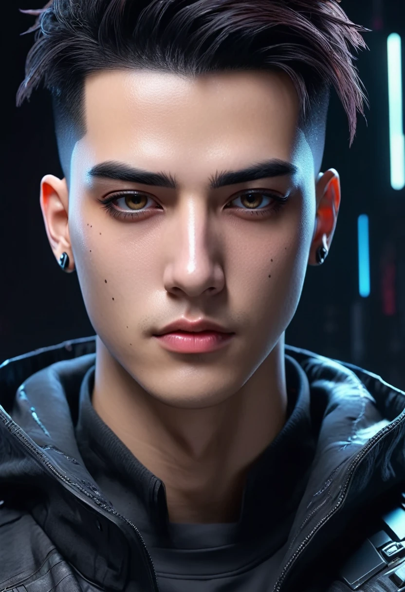 Change background cyberpunk handsome boy, realistic face, 8k, ultra realistic,