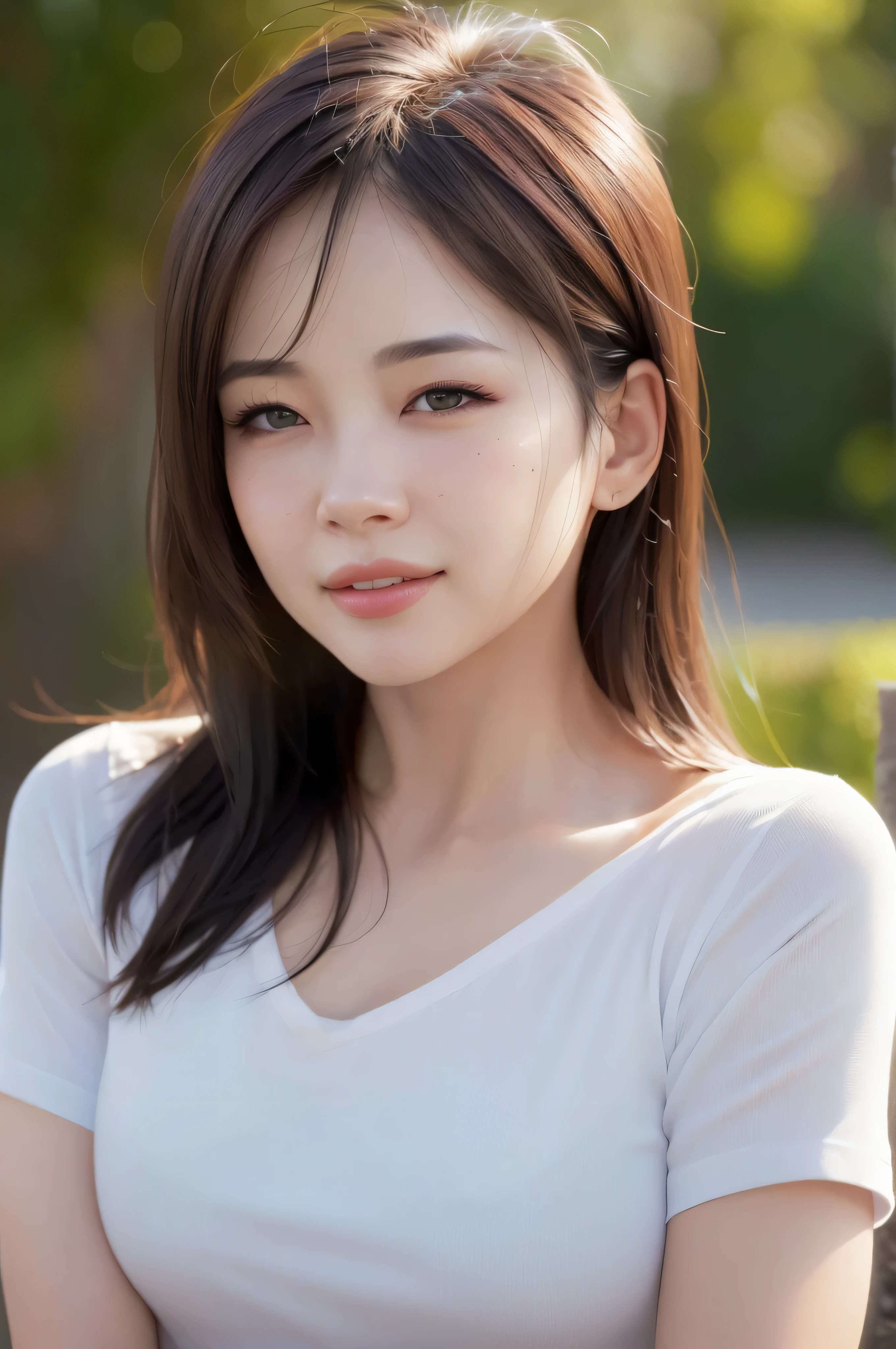 dressed, (photo realistic:1.4), (hyper realistic:1.4), (realistic:1.3),
(smoother lighting:1.05), (increase cinematic lighting quality:0.9), 32K,
1girl,20yo girl, realistic lighting, backlighting, light on face, ray trace, (brightening light:1.2), (Increase quality:1.4),
(best quality real texture skin:1.4), finely detailed eyes, finely detailed face,
(tired and sleepy and joy:0), (laugh:0), face closeup, t-shirts,
(Increase body line mood:1.1), (Increase skin texture beauty:1.1)
