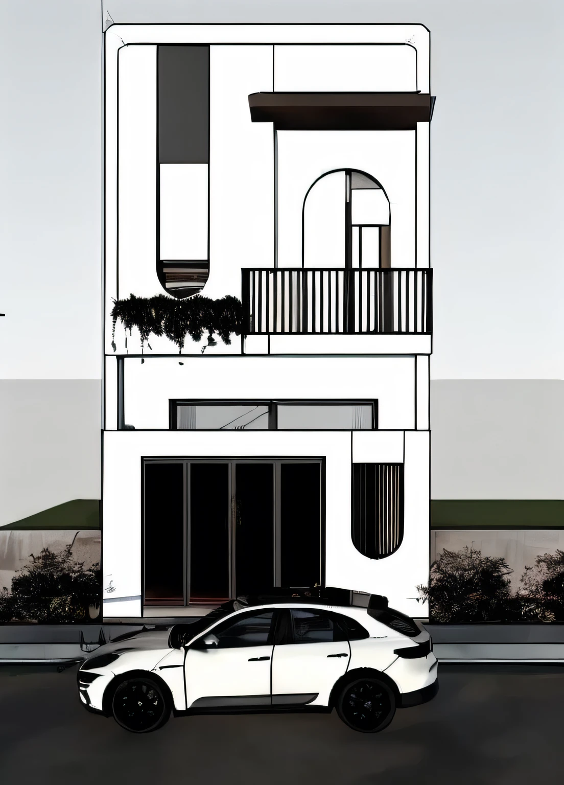 residential house exterior, 2 floors