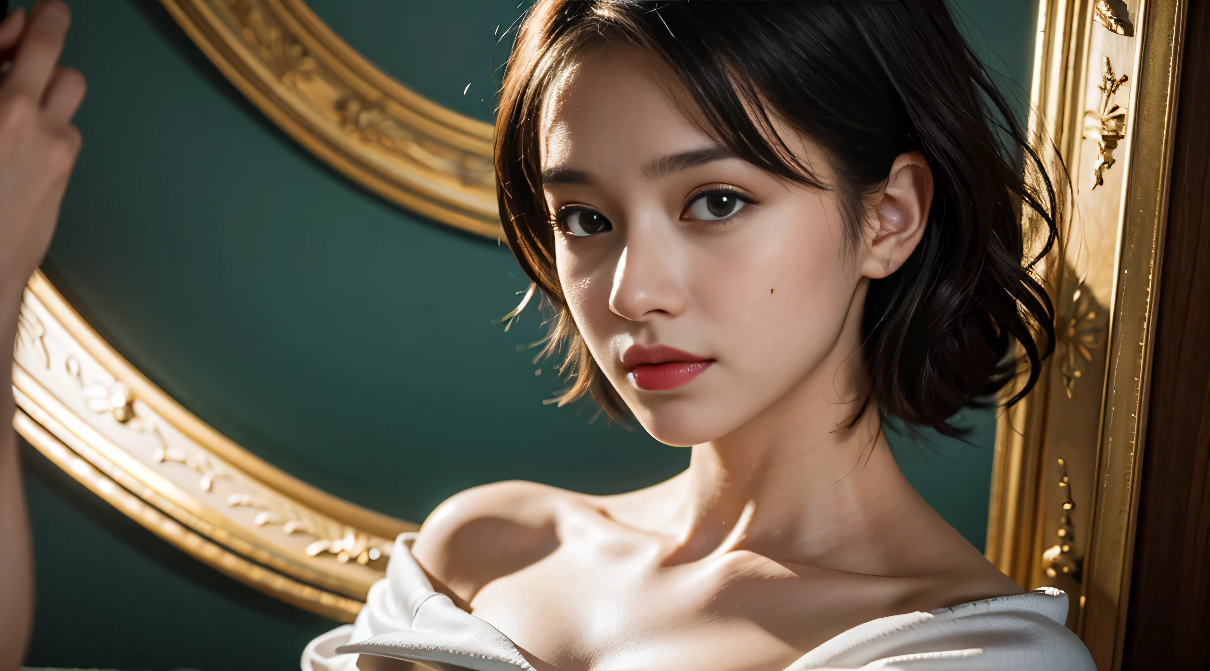 Best quality,masterpiece,ultra high res,(photorealistic:1.4),1girl,shoulder,charming,Looking at the camera,
