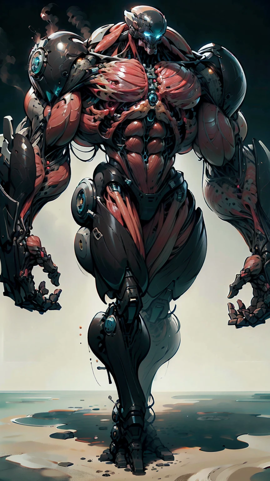 (1 girl), (cara delevingne), (muscular android girl wearing a black anatomic cybernetic muscle suit:1.25), (wide shoulders:1.25), (muscular defined physique:1.25), perfect hands, long hair, large breasts, high resolution image, extreme detail, blank background