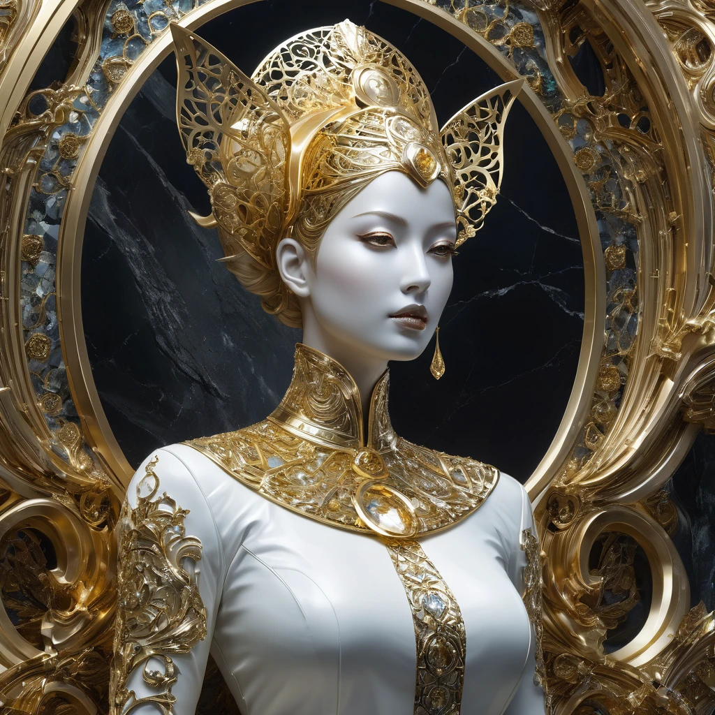 



Photo, 8k ((surrealist)) statue de sculpture en marbre extraterrestre, complexe, elegant, Very detailed, majestueux, digital Photography, art by artgerm and ruan jia and greg rutkowski surrealist painting gold and siver  filigree, Broken glass, (chef-d&#39;artwork, side lighting, HDR, Realistic, HD
















