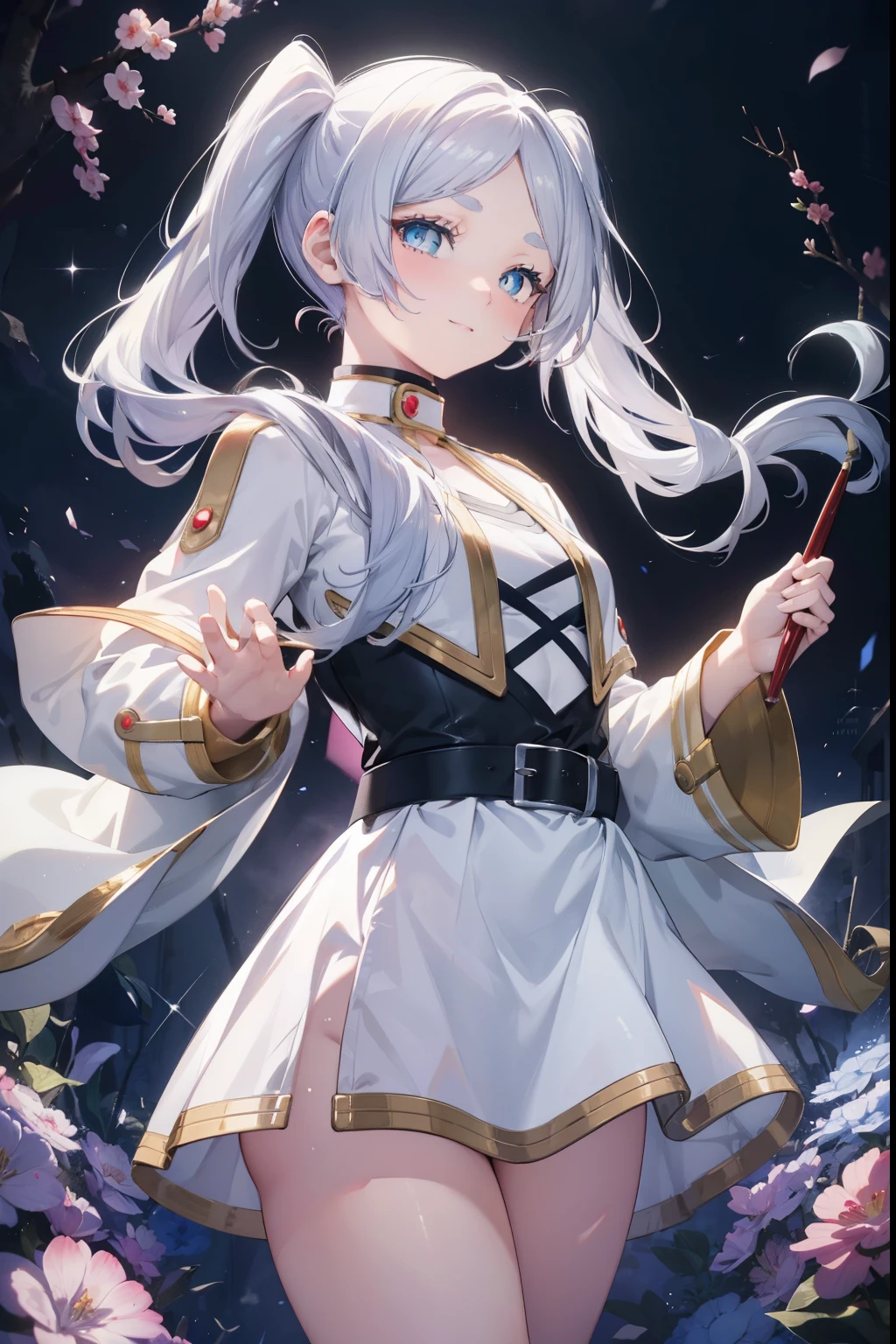 Frielen、Silver Hair、Twin tails、blush,smile,Captivating thighs、Combat Uniform、Grab your magic wand and make a spell、Shoots a magic beam、There are lots of magic circles、Have a magic wand
(masterpiece:1.2), highest quality, High resolution, unity 8k wallpaper, (shape:0.8), (Beautiful and beautiful eyes:1.6), Highly detailed face, Perfect lighting, Highly detailed CG, (Perfect hands, Perfect Anatomy),