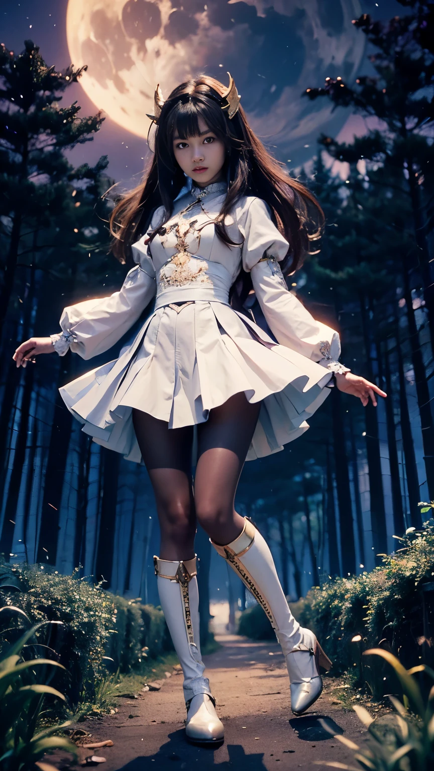 (masterpiece、highest quality、Realistic photos)、A very cute Japanese woman、(Brown skin:1.4)、A complex copper and brass mechanical armor with a skull motif.、Bat Wings、White tone、Blue accents、foot、Extremely intricate details、Posing on the medieval castle walls at sunset、Full Body Shot、Minimum 4 or more generated