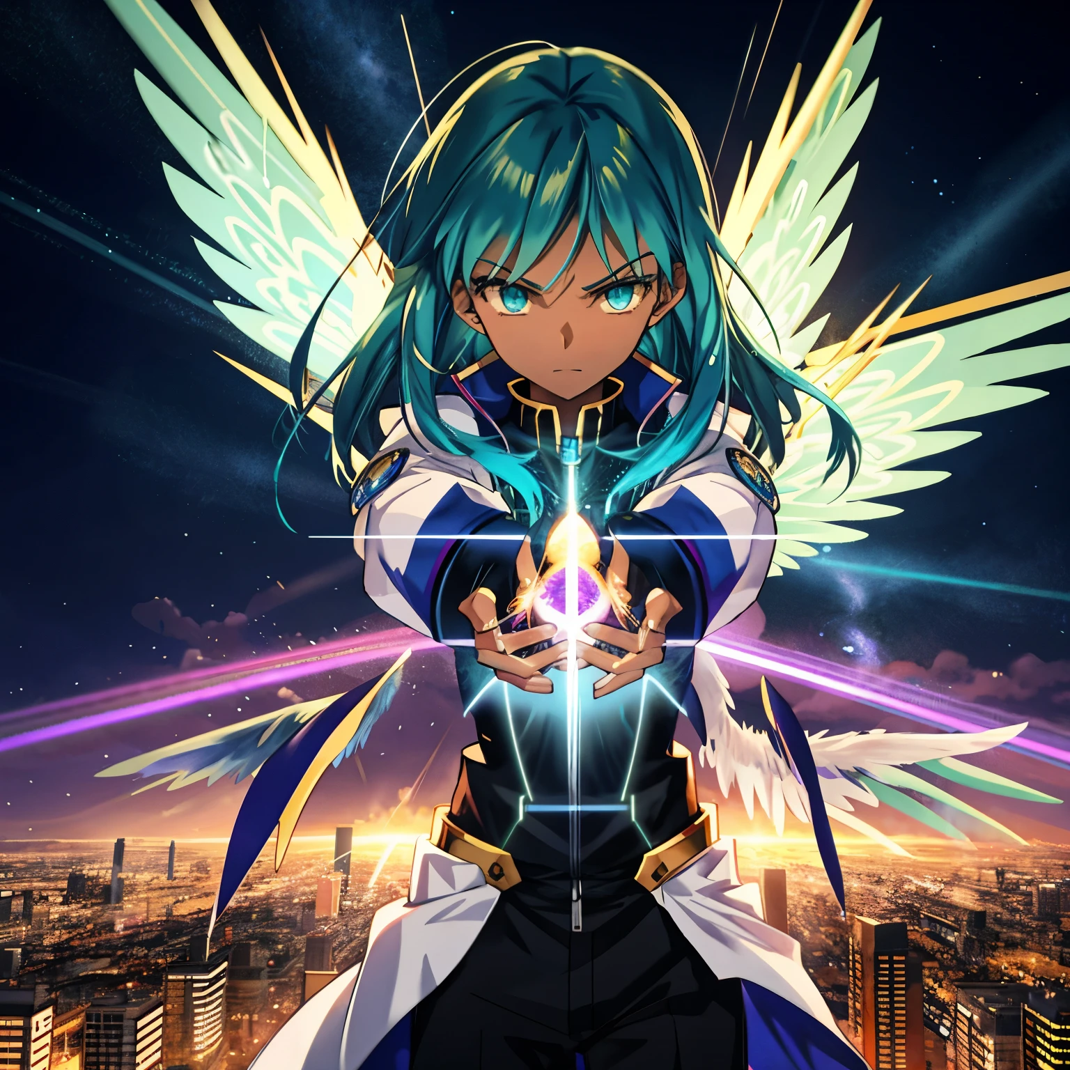 # AI illustration prompt

## Resolution
- 8K digital art

## Quality
- Ultra quality and detailed art

## image quality
- Ultra definition beauty

## View of the world
- A fusion world of magic and science set in modern Tokyo.

## Emotions and movements
- The main character teleports with a look of concentration and determination.

## Lighting
- The soft light of dusk and the afterimage of teleportation light.

## Perspective and composition
- A sense of scale of instantaneous movement captured from a bird's eye view.

## Background and background color
- City skyline colored in orange and purple at sunset.

## Tools other than costumes
- Smartphone and destination map.

## Costume and costume color
- Futuristic jacket and gradient pants.

## Body type and skin color
- Slim, athletic, healthy dark skin.

## Wings or not?
- Teleportation where wings of light appear momentarily.

## Presence or absence of tobacco (pipe, kissel)
- none.

## Tattoo
- A symbol mark indicating the source of the power of teleportation.

## Sand cat fur ears and tail
- none.

## Style
- Anime moe art style influenced by "Fate/Stay Night".

## Hairstyle and color
- Original hairstyle and gold main color with blue and green gradation.

## Facial expression of the main character
- A determined look in his eyes, reflecting his concentration on the moment he uses his teleportation ability. It simultaneously expresses the power hidden within and a strong will towards the outside world, conveying to the viewer the strength of the characters and the tension of the story.