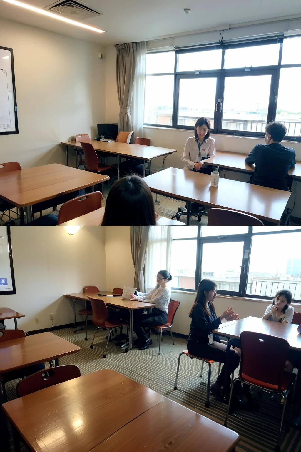 A large hotel room、More than 50 mobile employees,A beautiful teacher,Teaching AI courses,Everyone listened carefully.
