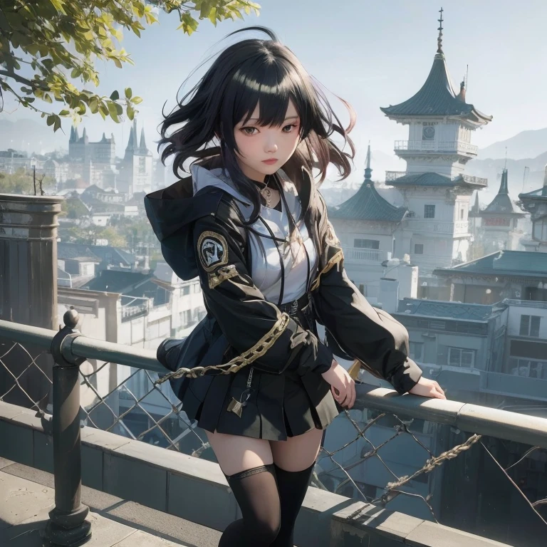 Anime girl in black and white costume standing on balcony, girls frontline style, artwork in the style of guweiz, Kantai Collection Style, guweiz, Fine details. girls' frontline, girls frontline cg, best anime 4k konachan wallpaper, from girls frontline, girls' frontline, by Yang J, guweiz on artstation pixiv