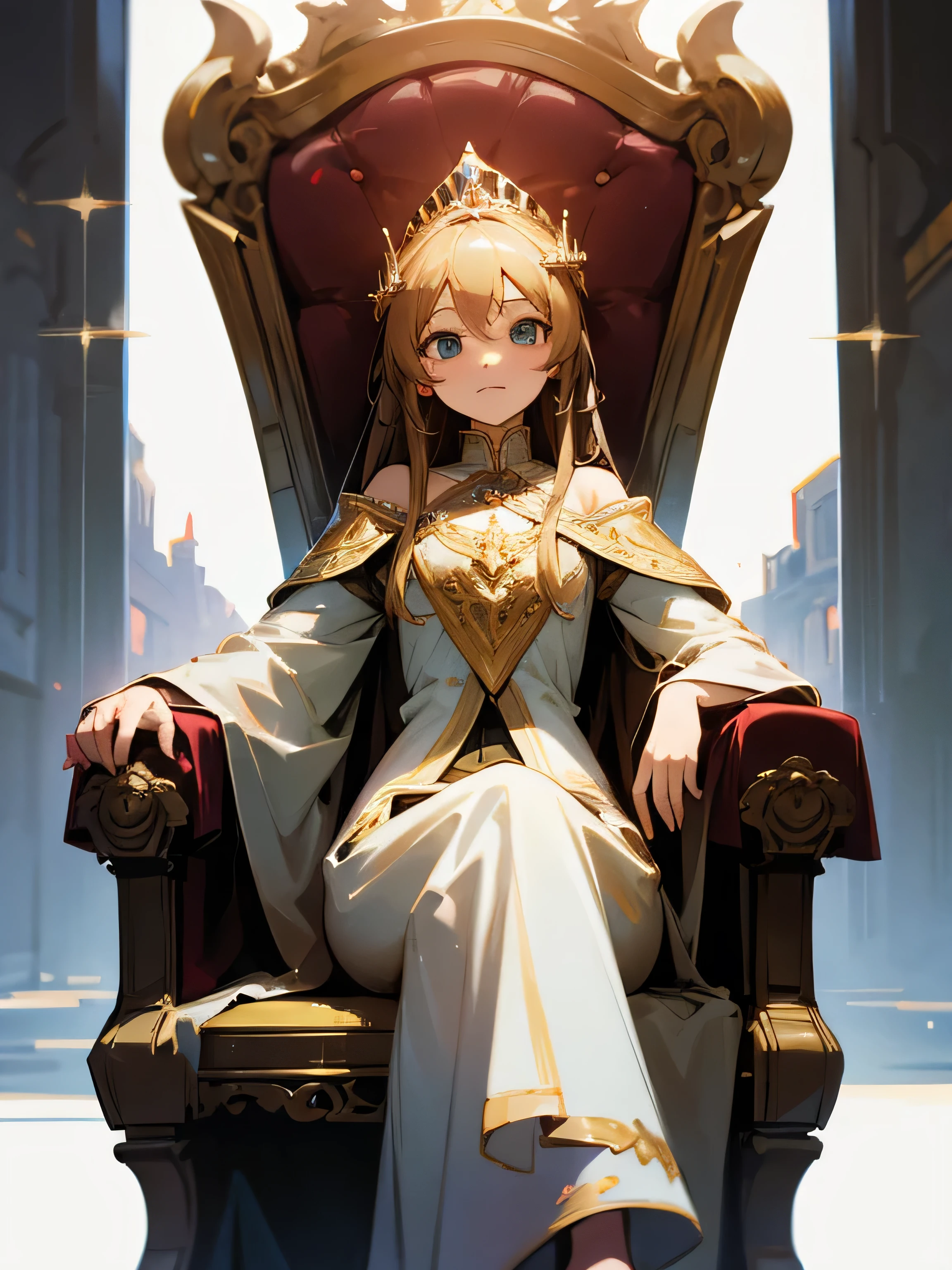 A girl sitting on a throne