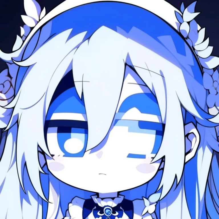 Half-length statue of a girl,k hd,4K,face expressionless,style of anime,sideface,white backgrounid,blue color eyes,white color hair