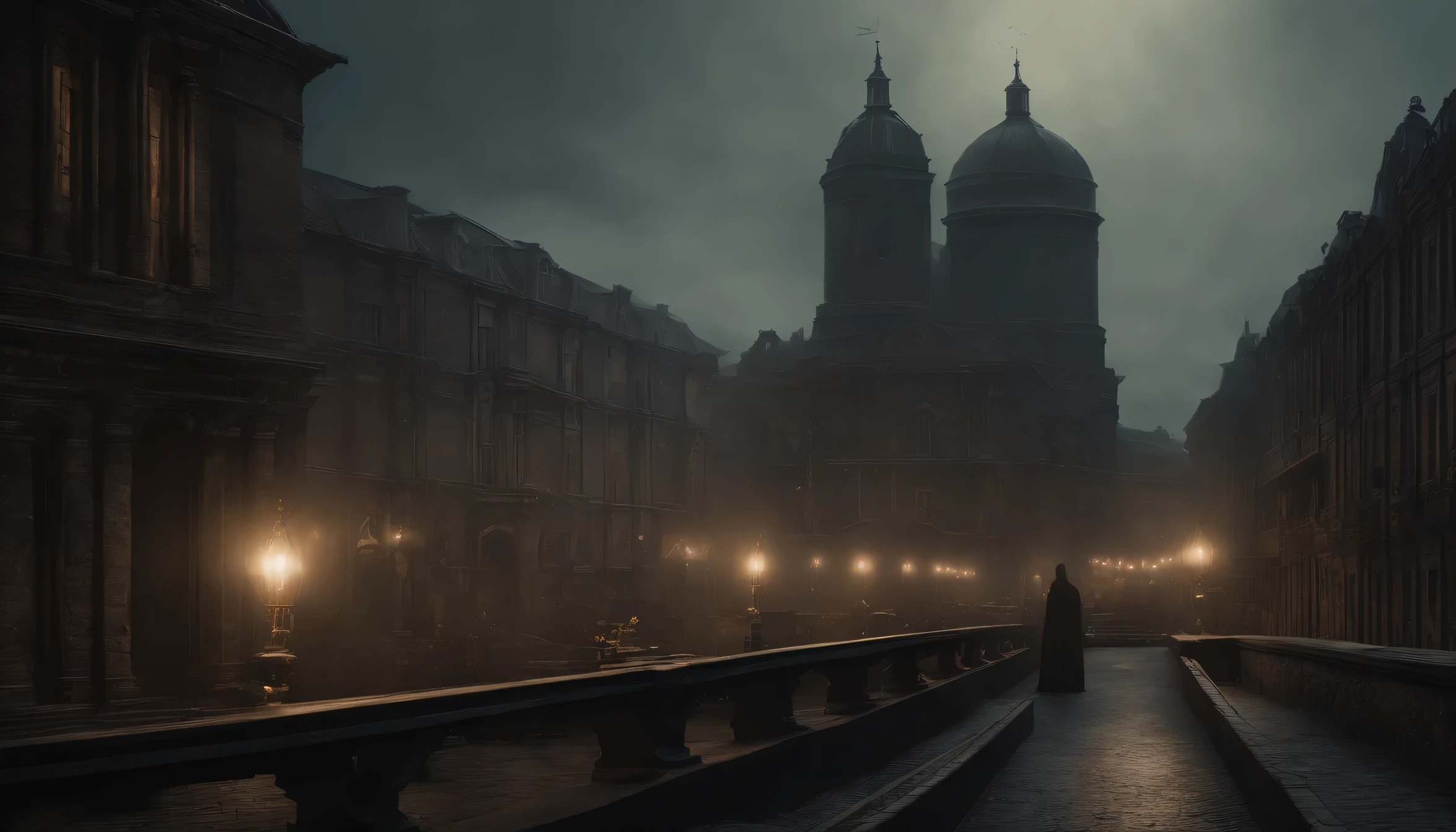 high quality, 8k Ultra HD, This work、It depicts a metropolis that combines elements of Royo&#39;s dark fantasy and Beksiński&#39;s nightmarish surrealism.。, Subtly influenced by Escher, Complex city, A heart-stirring sight, Sharp contrast between light and dark enhances the dreamy atmosphere of the scene, Creating an unsettling yet seductive urban dreamscape, Realistic, Ultra-realistic, by yukisakura, Amazing full color,