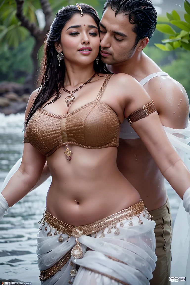 HD wallpaper 32k cinematic shoot of a Beautiful cute wet Pooja Hegde, with thick thighs and a curvy chubby waist, wearing a beautiful Indian dress, ((lowwaist)), ((kissing by a man)), ((kiss)), ((wet girl)), ((sweaty girl)), ((kissing a man)), ((kiss)), ((kiss on the navel))
