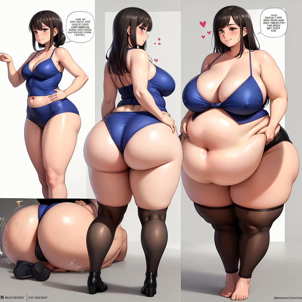 You as a young woman in a bikini, massive bloated overstuffed very heavy belly, hyper massive fat tall wide round heavy heart shaped bubble butt, very wide fat hips, massive fat round long very heavy breasts, deep long cleavage, weight gain, deep navel, from slightly behind, looking back, smiling, blushing, sexy pose, showing off her massive heavy fat round ass, she wants to be fatter, shes madly in love, first person POV, looking in a mirror first person POV,