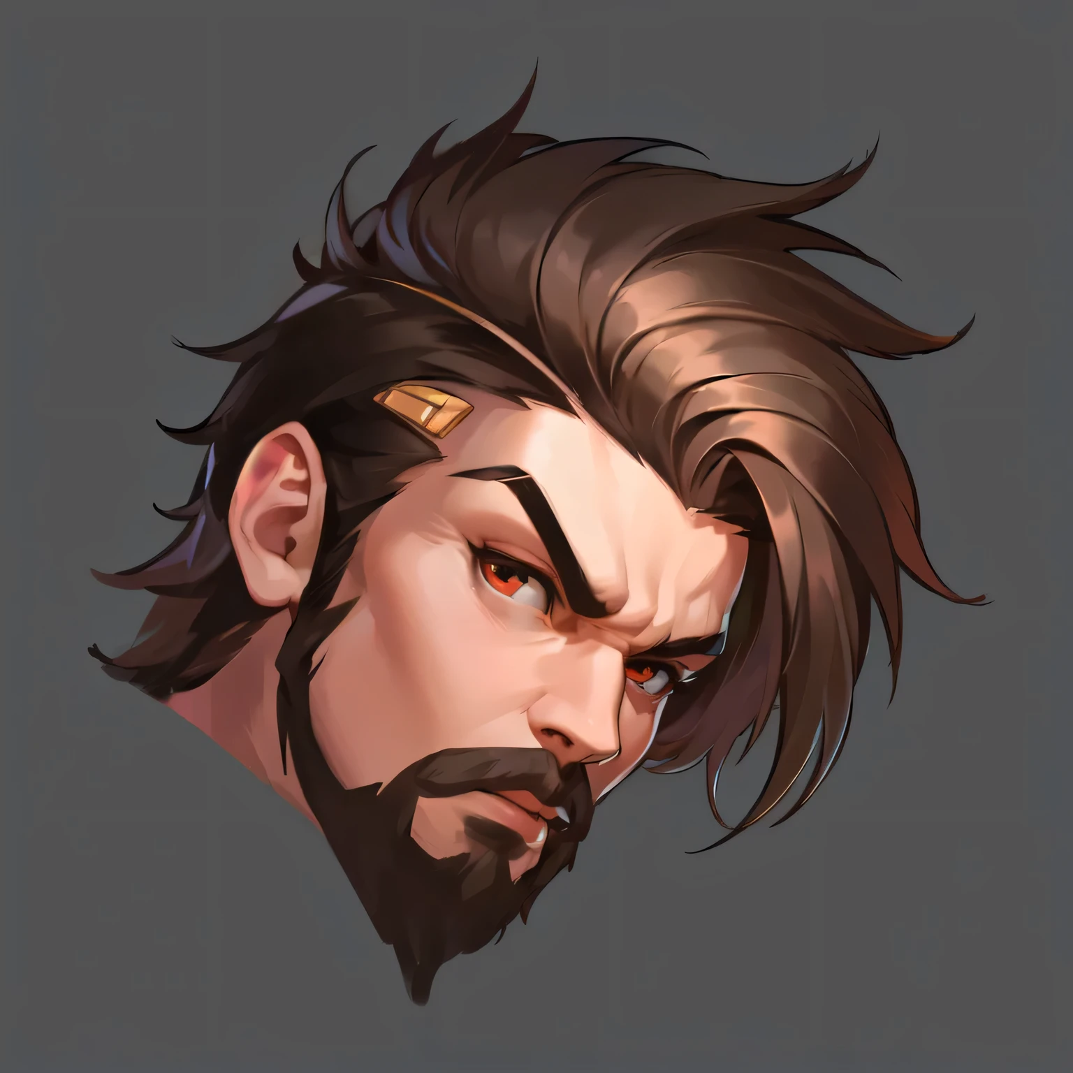 (masterpiece:1.2),Best quality,Metal pattern,metallic feel,Pleated detail,Strong muscles,Short haired man,Nice beard
