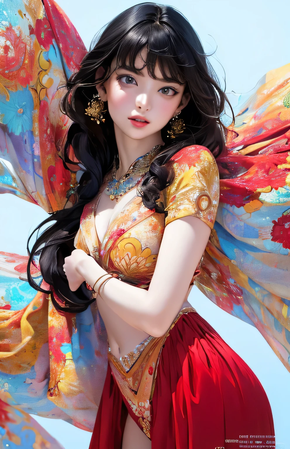 (Masterpiece, Best Quality, Top Quality, Official Art, Beautiful and Aesthetic: 1.2), (One Girl), Accurate Anatomy, Beautiful Face, Detailed and Perfect Face, Big Eyes, Very Detailed, (Fractal Art: 1.3 ), colorful, the best details, refreshing sex appeal, neat, cute, lively spring image paintings, beautiful hands and fingers, detailed hands and fingers,