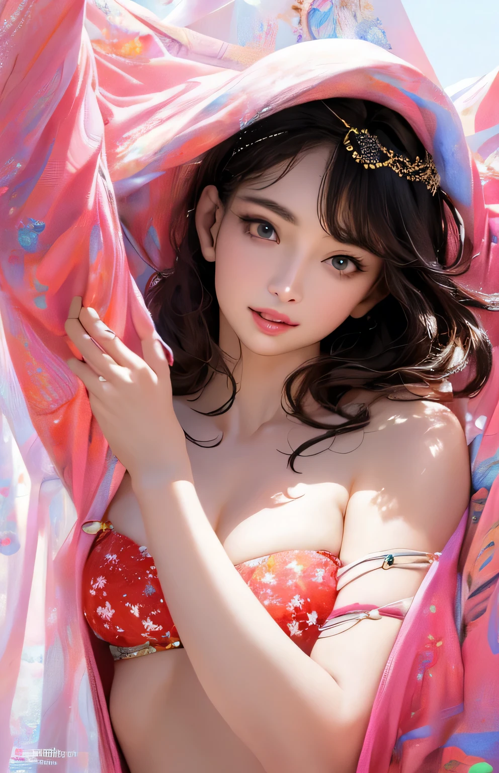 (Masterpiece, Best Quality, Top Quality, Official Art, Beautiful and Aesthetic: 1.2), (One Girl), Accurate Anatomy, Beautiful Face, Detailed and Perfect Face, Big Eyes, Very Detailed, (Fractal Art: 1.3 ), colorful, the best details, refreshing sex appeal, neat, cute, lively spring image paintings, beautiful hands and fingers, detailed hands and fingers,