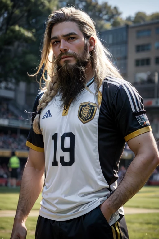 Long beard, hanging braid beard, pot haircut, blonde pot cut