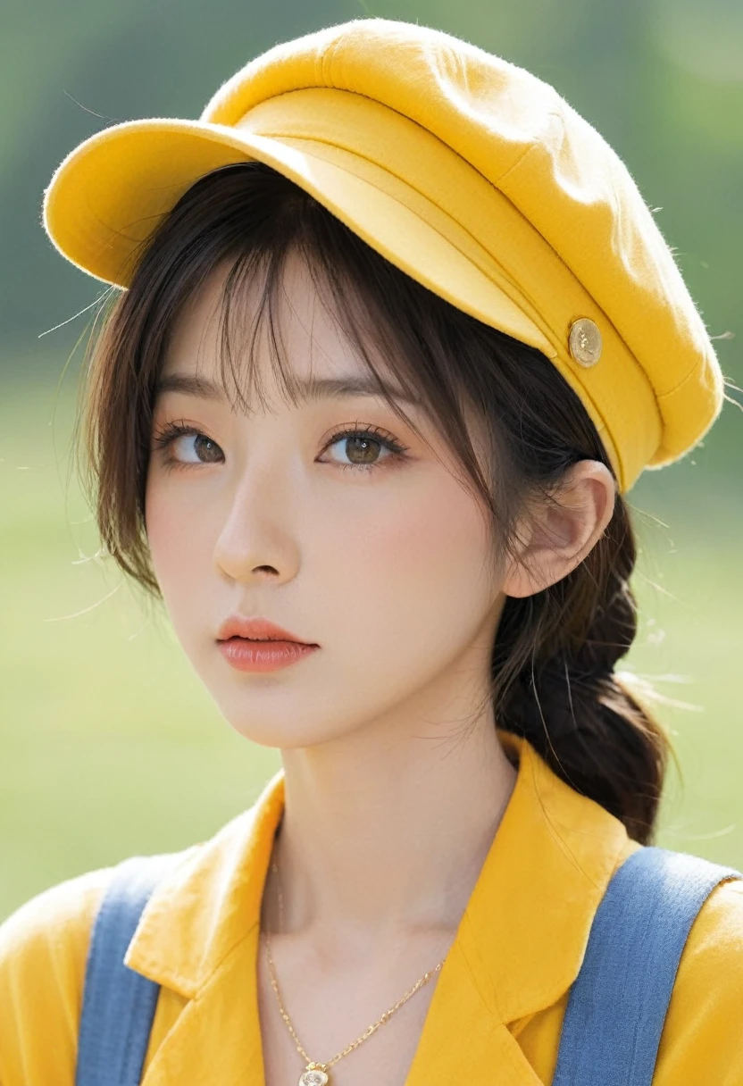 Female Pigsy，Princess Akemi，Yellow work clothes，Short like a girl，Traveling Priestess，Orange Newsboy Cap