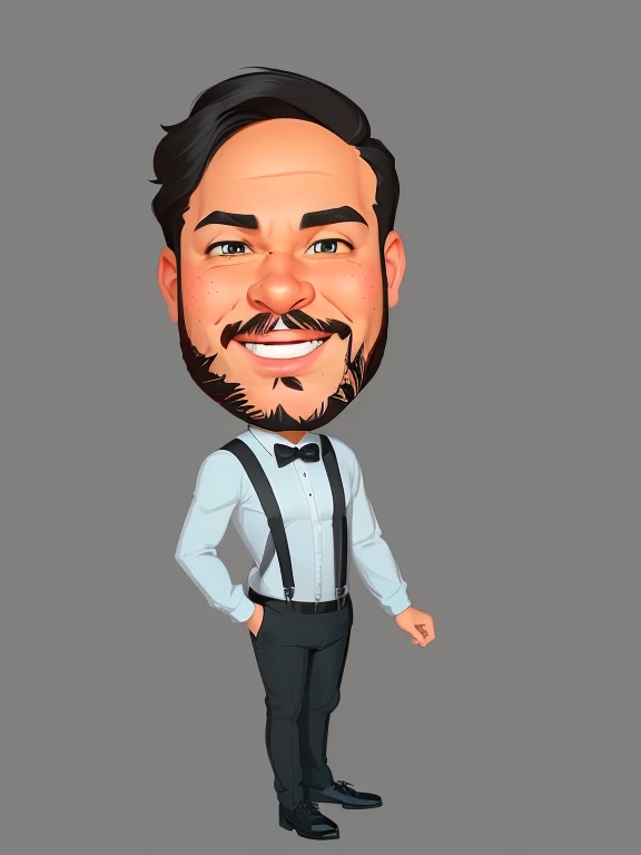 JIM EIDOMODE, 4K, cartoon man with a beard and suspenders in a white shirt and black pants, cartoon style, cartoon art style, caricature illustration, in cartoon style, cartoon portrait, cartoon digital painting, digital art cartoon, caricature, cartoon style illustration, cartoon digital art, professional illustration, professional illustration, stylized digital illustration, 2D rendering, show rendering,