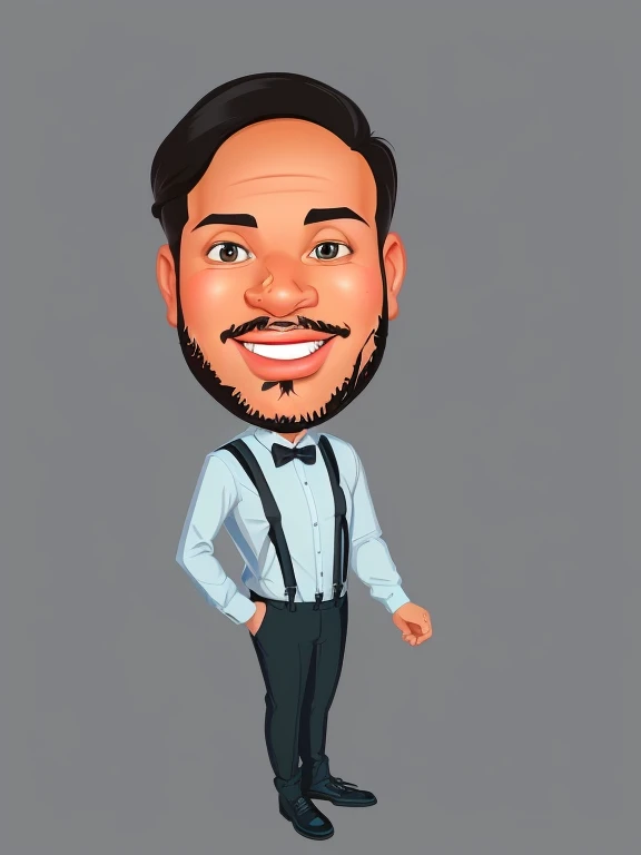JIM EIDOMODE, 4K, cartoon man with a beard and suspenders in a white shirt and black pants, cartoon style, cartoon art style, caricature illustration, in cartoon style, cartoon portrait, cartoon digital painting, digital art cartoon, caricature, cartoon style illustration, cartoon digital art, professional illustration, professional illustration, stylized digital illustration, 2D rendering, show rendering,